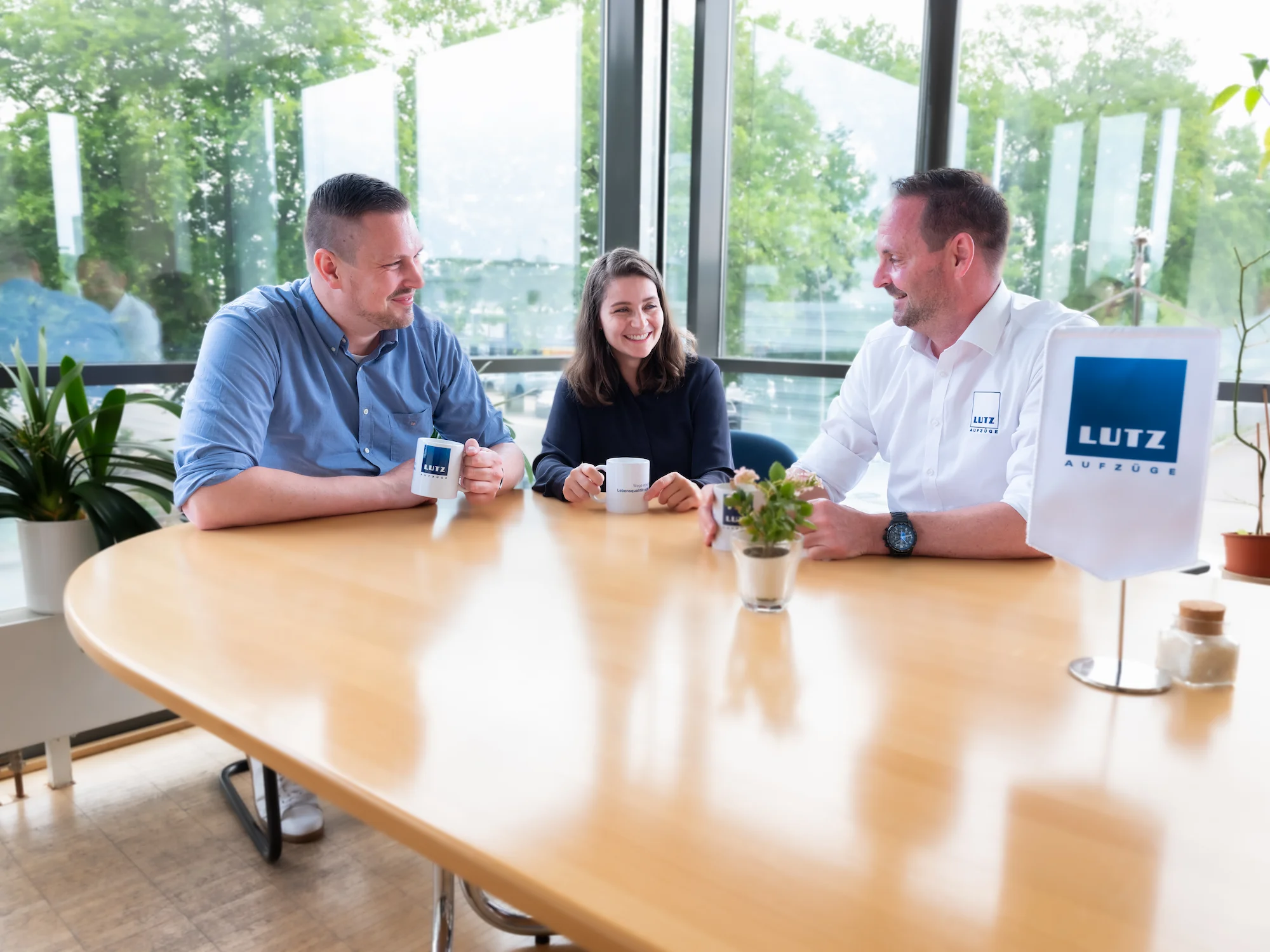 Employees during coffee break